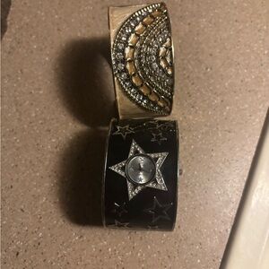 Buckle Gold Bracelet and Black Star Watch